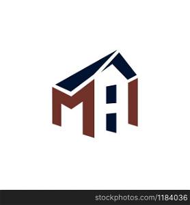 Letter MH House Real Estate Logo. Home initial M H concept. Construction logo template.