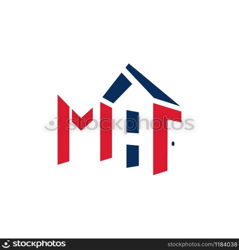 Letter MH House Real Estate Logo. Home initial M H concept. Construction logo template.