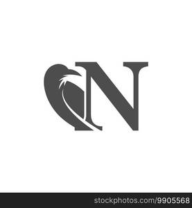 Letter N and crow combination icon logo design vector