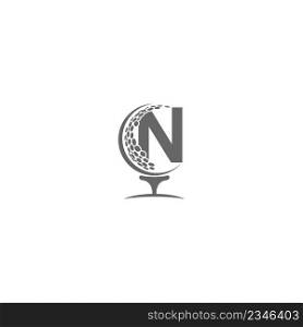 Letter N and golf ball icon logo design illustration