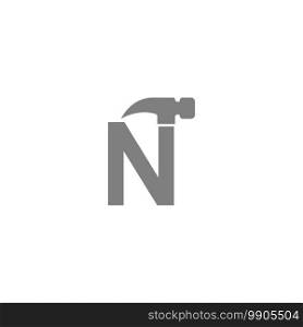 Letter N and hammer combination icon logo design vector