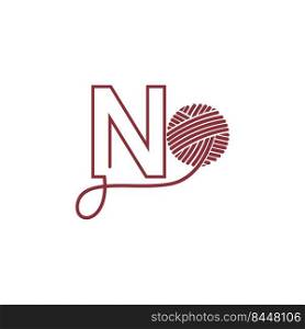 Letter N and skein of yarn icon design illustration vector