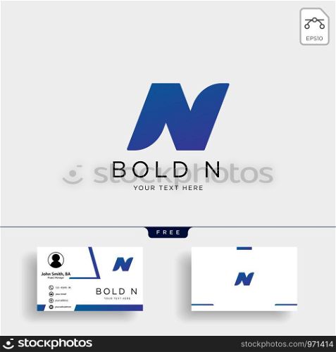 Letter N Bold Creative Logo template vector illustration with business card template - vector. Letter N Bold Creative Logo template with business card template