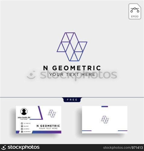 Letter N Geometric Logo template vector illustration with business card template - vector. Letter N Geometric Logo template with business card template
