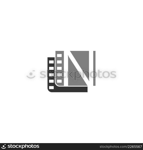 Letter N icon in film strip illustration template vector