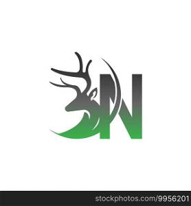 Letter N icon logo with deer illustration design vector
