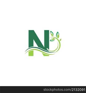 Letter N Icon with floral logo design template illustration vector