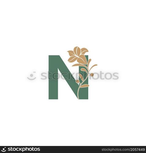 Letter N icon with lily beauty illustration template vector