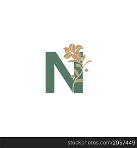 Letter N icon with lily beauty illustration template vector