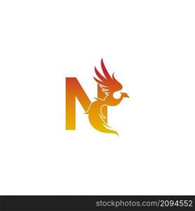 Letter N icon with phoenix logo design template illustration