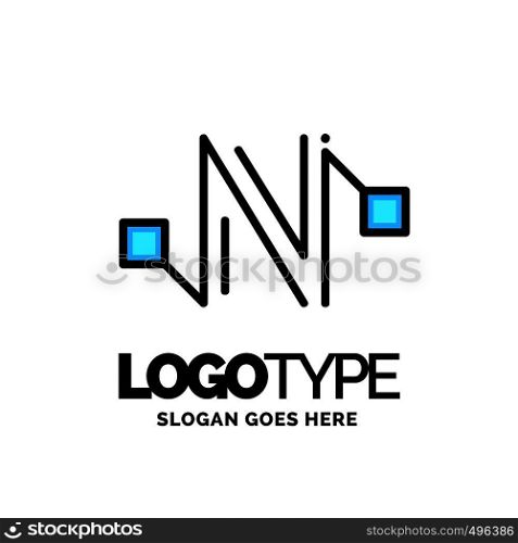 Letter N logo, Business corporate logo design vector. Blue and White Logo over Gray background. digital letter icon template for technology. Square shape, Colorful, Technology and digital abstract dot connection. Blue and Black Color logo design 100% Editable Template.