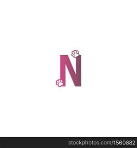 Letter N logo design Dog footprints concept icon illustration