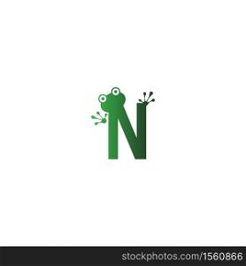 Letter N logo design frog footprints concept icon illustration