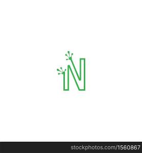 Letter N logo design frog footprints concept icon illustration