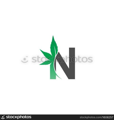 Letter N logo icon with cannabis leaf design vector illustration