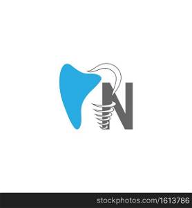 Letter N logo icon with dental design illustration vector 