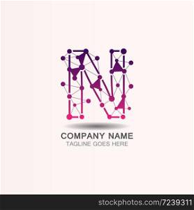 Letter N logo with Technology template concept network icon vector