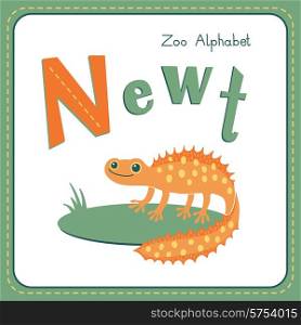 Letter N - Newt. Alphabet with cute animals. Vector illustration. Other letters from this set are available in my portfolio.
