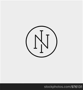 Letter N NI IN Monogram Logo Design Minimal Icon With Black Color. Letter N NI IN Monogram Logo Design Minimal Icon