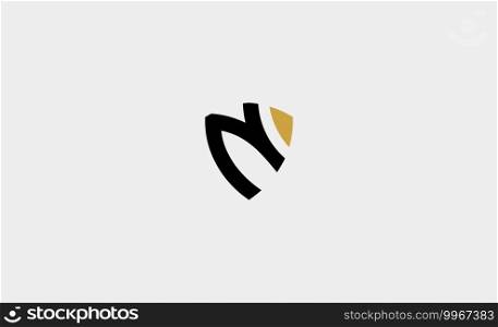 letter N shield monogram logo vector