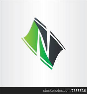 letter n stylyzed icon design green black element