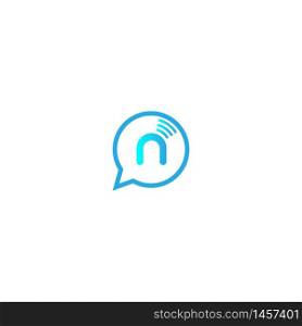 Letter n, Wireless connecting logo icon illustration