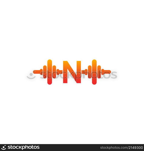 Letter N with barbell icon fitness design template illustration vector