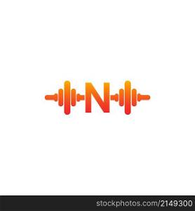 Letter N with barbell icon fitness design template illustration vector
