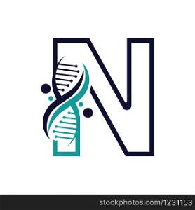 Letter N with DNA logo or symbol Template design vector