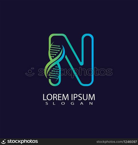 Letter N with DNA logo or symbol Template design vector