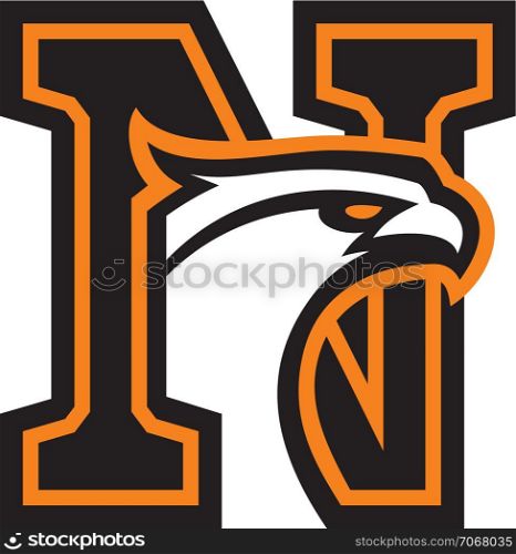 Letter N with eagle head. Great for sports logotypes and team mascots.