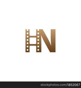 Letter N with film strip icon logo design template illustration