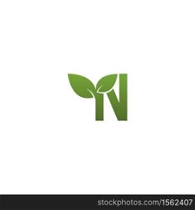 Letter N With green Leaf Symbol Logo Template