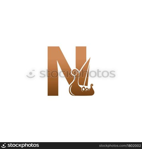 Letter N with logo icon viking sailboat design template illustration