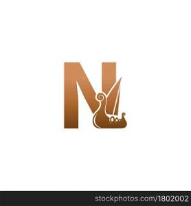 Letter N with logo icon viking sailboat design template illustration