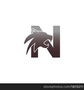 Letter N with panther head icon logo vector template