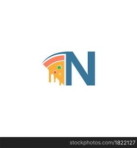 Letter N with pizza icon logo vector template