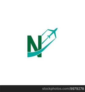 Letter N with plane logo icon design vector illustration