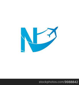 Letter N with plane logo icon design vector illustration template