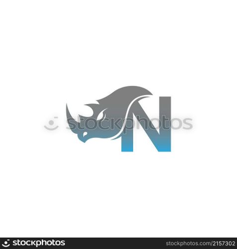 Letter N with rhino head icon logo template vector