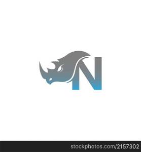 Letter N with rhino head icon logo template vector