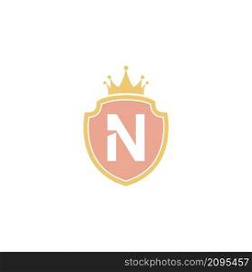 Letter N with shield icon logo design illustration vector