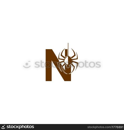 Letter N with spider icon logo design template vector