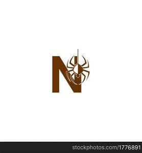 Letter N with spider icon logo design template vector