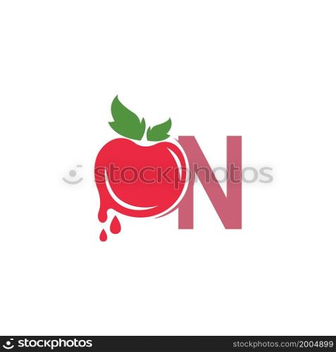 Letter N with tomato icon logo design template illustration vector