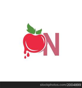 Letter N with tomato icon logo design template illustration vector