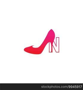 Letter N with Women shoe, high heel logo icon design vector template