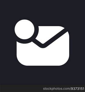 Letter notification dark mode glyph ui icon. Digital communication. User interface design. White silhouette symbol on black space. Solid pictogram for web, mobile. Vector isolated illustration. Letter notification dark mode glyph ui icon