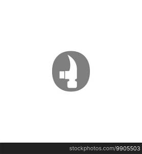 Letter O and hammer combination icon logo design vector