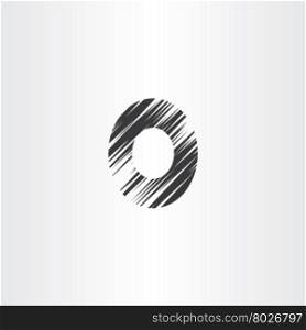 letter o black scratched vector icon symbol